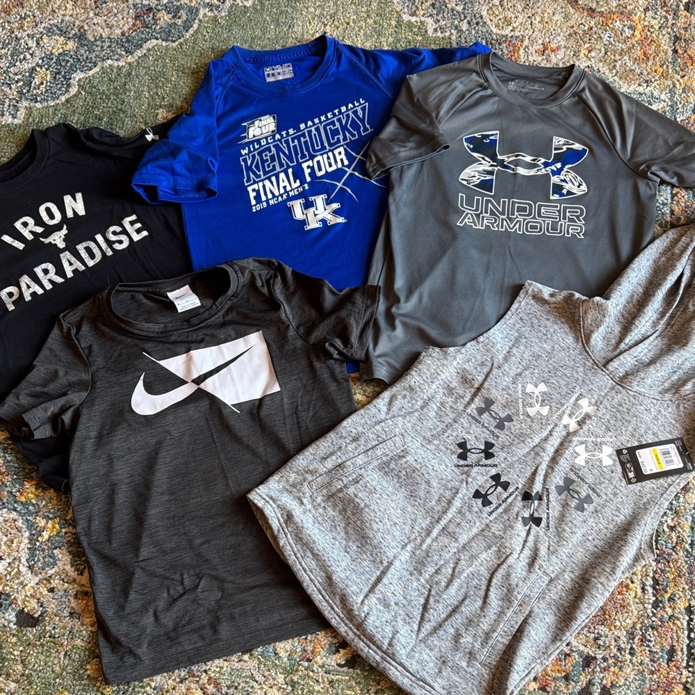 UNDER ARMOUR BOYS BUNDLE OF 5 IN YOUTH  MEDIUM…ONE NIKE AND ONE NWT!!!
